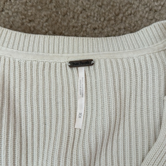 Women's Cream V-Neck Sweater - Picture 5 of 6